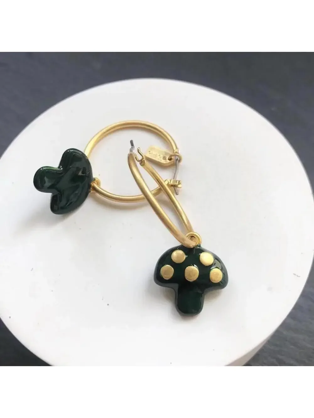 Coach Enamel Mushroom Charm Hoop Earrings - Picture 3 of 3